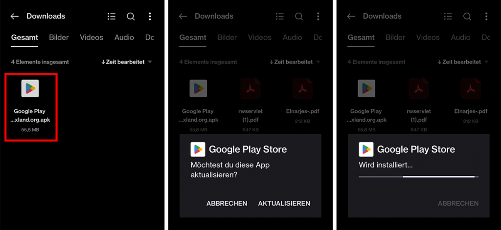 Play Store app installieren