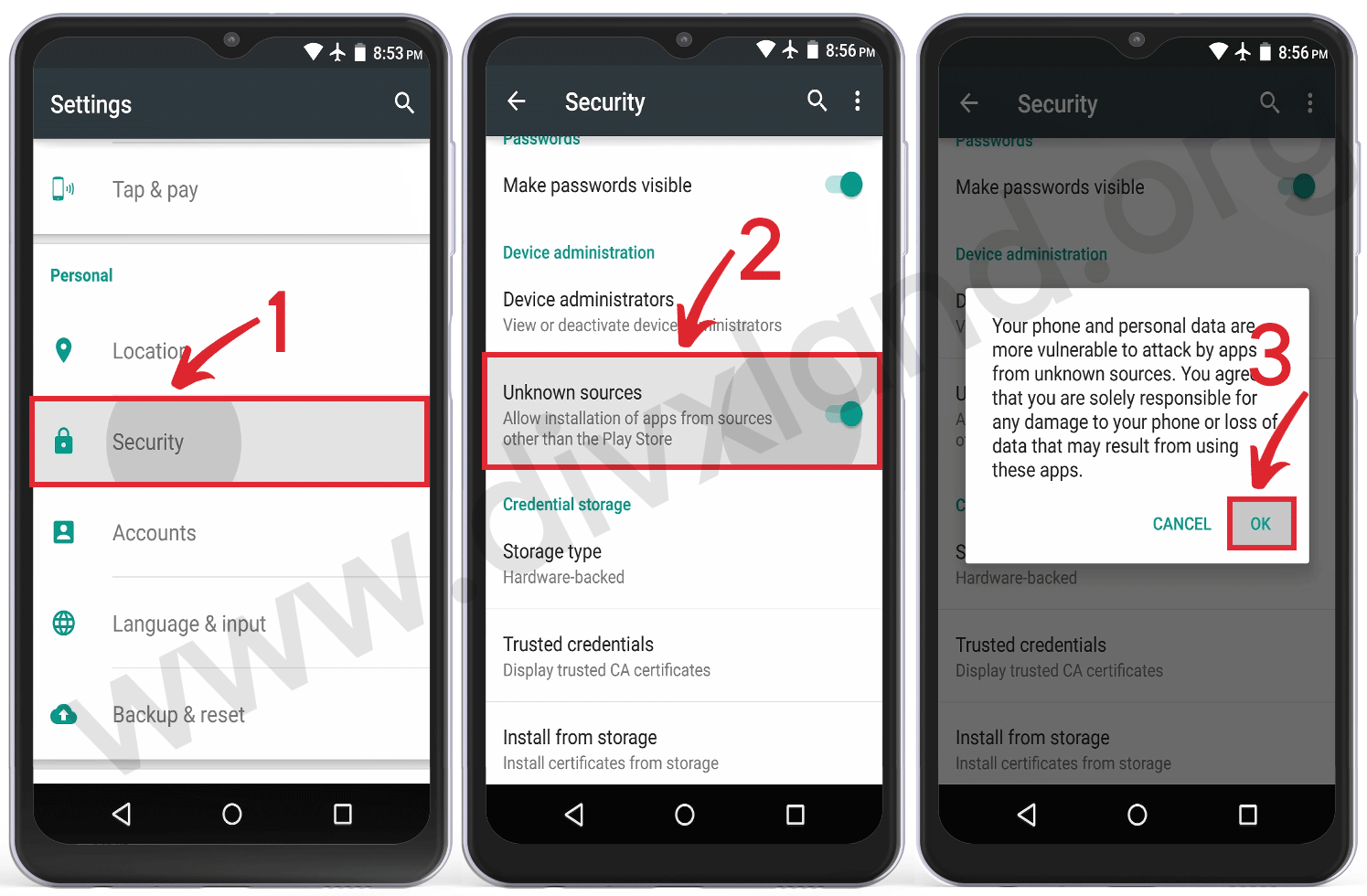 allow Unknown Sources in older Android